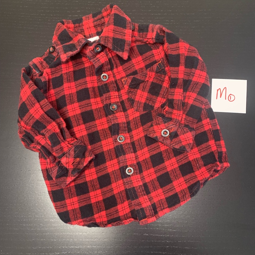 ⭐️2/$8.00⭐️ George 6-12m Plaid Flannel Dress Shirt